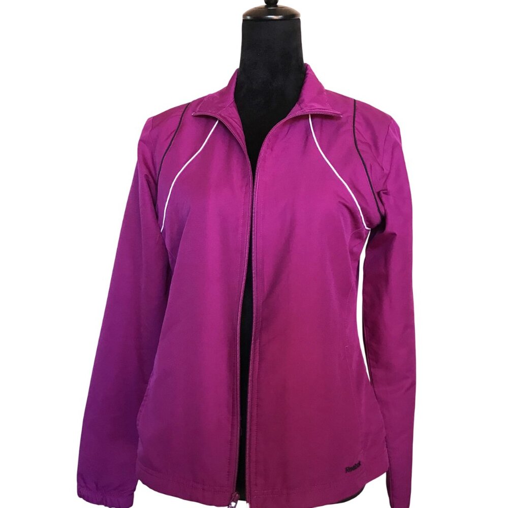 Reebok Athletic Workout Jacket, Full-Zip Mesh Activewear Dark Pink Fuchsia Sz M